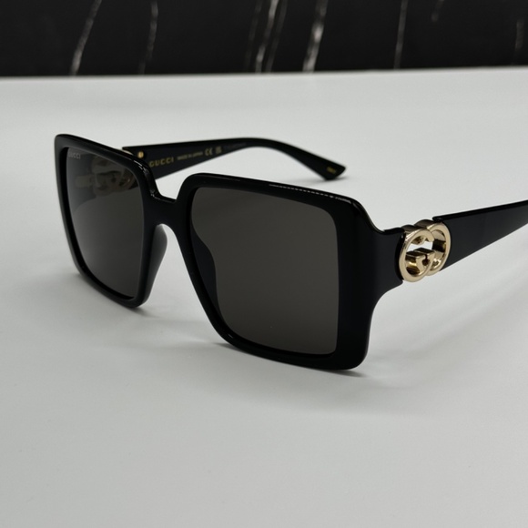 NEW GUCCI GG1692S 001 BLACK GREY SQUARE WOMEN GUCCI SUNGLASSES - Picture 6 of 12